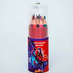 Карандаши цветные "Супергерой" мини с точилкой 12цв арт.5012655